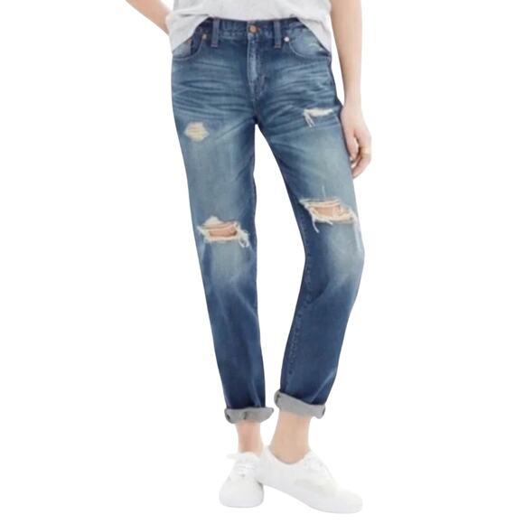Madewell Boy Jean Relaxed Fit Baggy Distressed Boho Indie Denim Jeans Size 24 - Picture 1 of 12